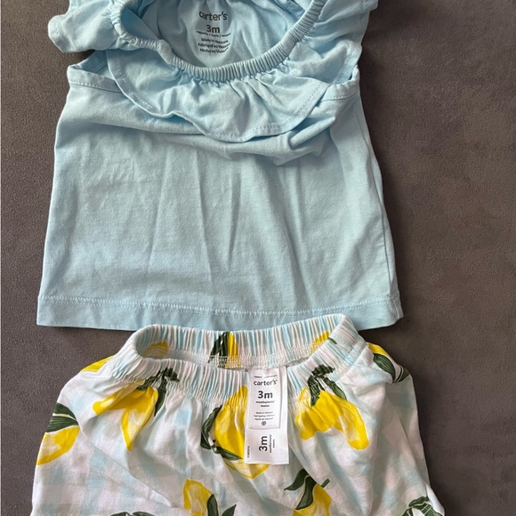 Baby 2 Piece Flutter Top and Lemon Skort set - Picture 3 of 4